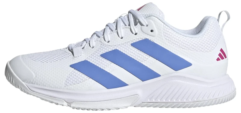 adidas Women's Court Team Bounce 2.0 Shoes, Cloud White/Blue Fusion/Fuchsia, 9.5 UK