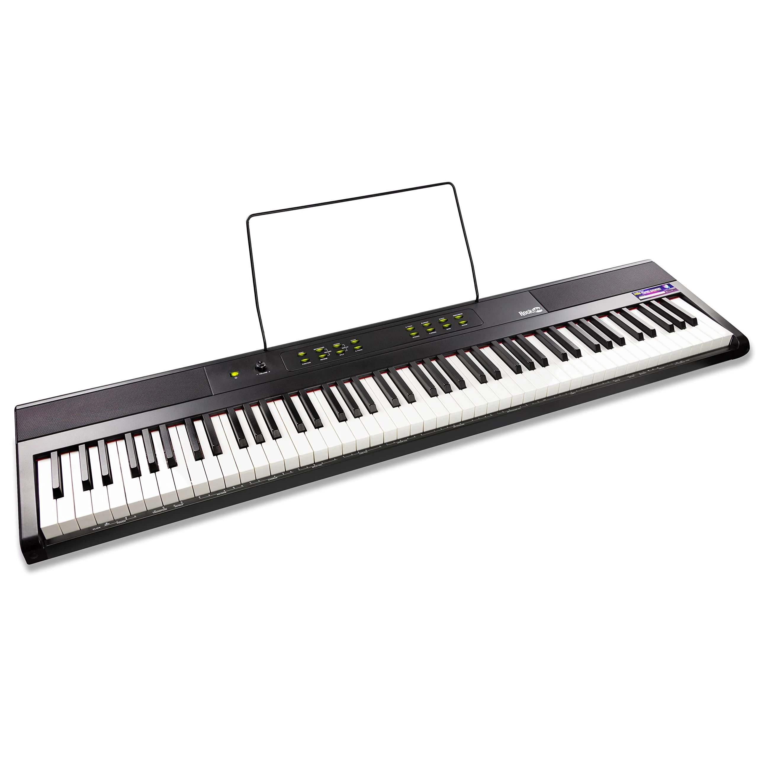 RockJam 88 Key Digital Piano with Full Size Semi-Weighted Keys, Power Supply, Sheet Music Stand, Piano Note Stickers & Simply Piano Lessons