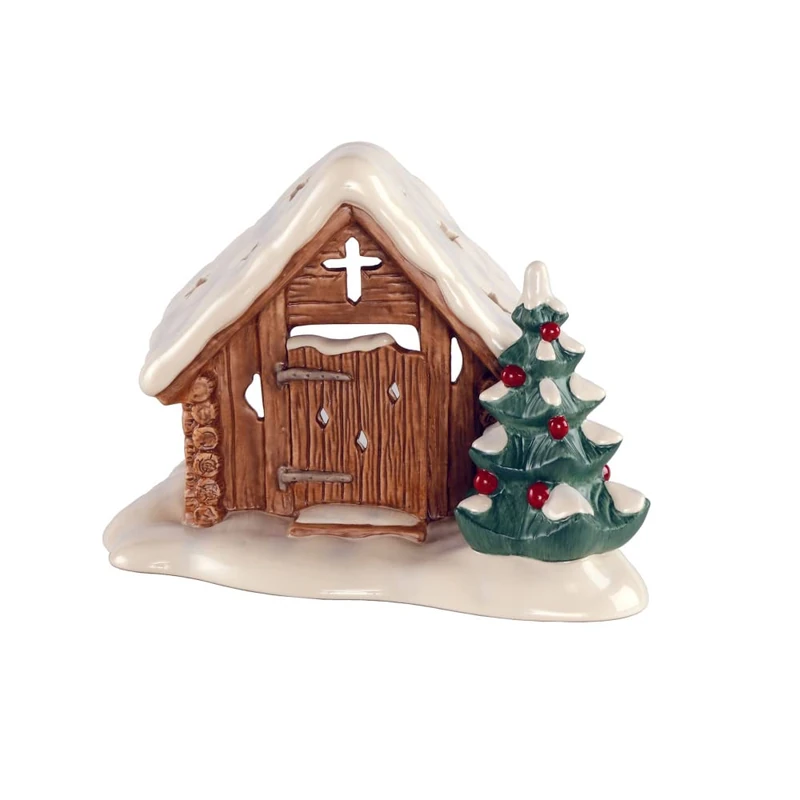 Goebel Lantern Forest Chapel Winter Forest Christmas - Image 1