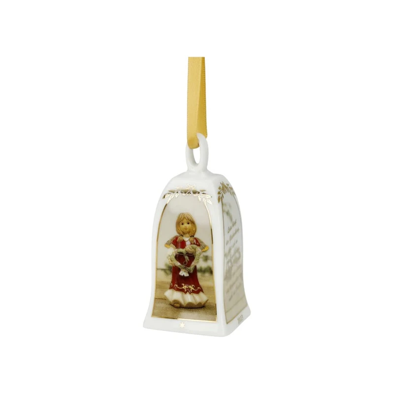Goebel 2023 Christmas Christmas Hanging Bell Made of Porcelain with Real Gold Plating, Height 7 cm, 66-505-45-1
