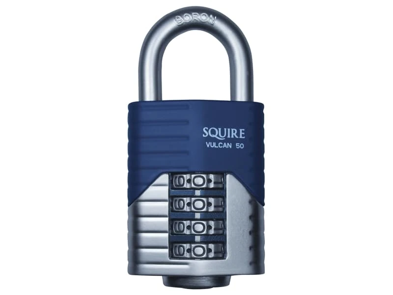 Squire Heavy Duty Padlock (Vulcan Combi 60) - Toughest Open Shackle - 5 Wheel Vulcan Padlock - Steel Cast Alloy for Corrosion Resistance - Weatherproof Lock for Home, School & Shed (Blue, 60 mm)