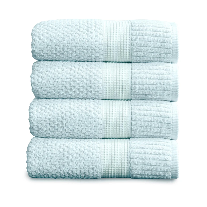 NY Loft 100% Cotton 4-Pack Bath Towel Set | Seafoam | Oeko-TEX | Quick-Dry