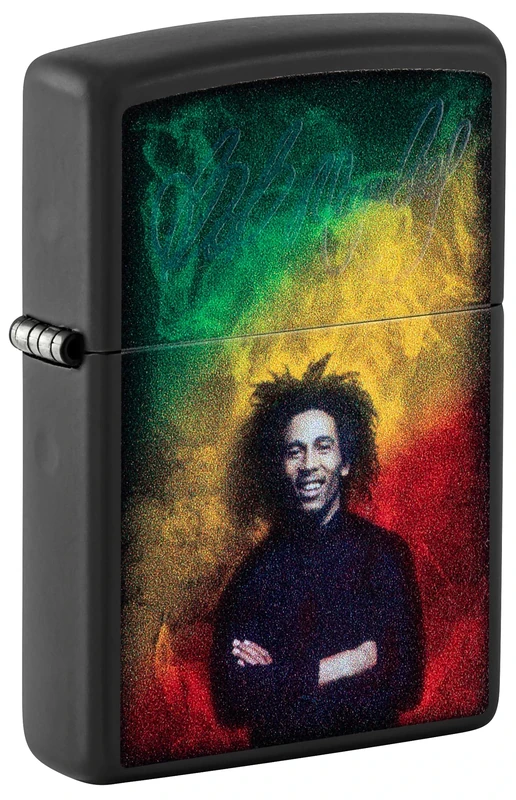 Zippo Windproof Lighter, Bob Marley Design – Matt Black, Black Light – Refillable, Reusable, Windproof Design – Comes in Gift Box – Made in USA