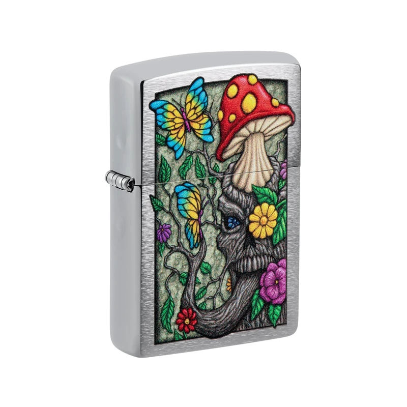 Zippo Windproof Lighter - Freaky Nature - Brushed Chrome with Colour Image - Refillable - Reusable - Windproof Design - Gift Box - Made in USA - Image 1