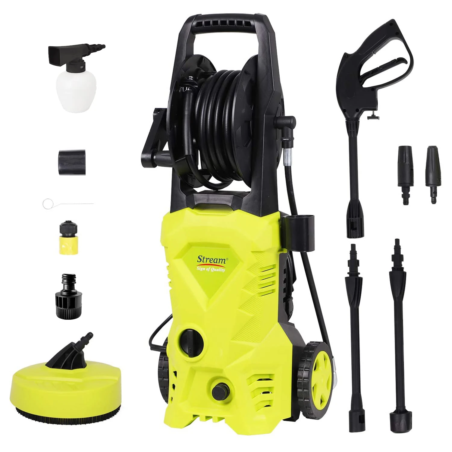 High Pressure Washers 135bar 1650W 450L/H Jet Washers Pressure Washers with brush, Turbo Nozzle, Foam Bottle, Power Washer for Car, Home, Patio and Garden Furniture
