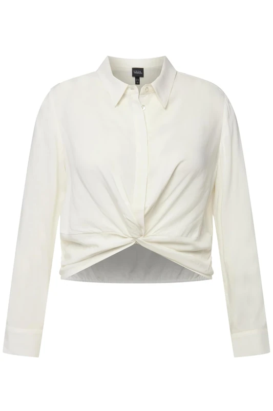 Ulla Popken, Women's Plus Size Short Shirt Blouse with Knot Detail, Snow White, 20 UK/22 UK - Image 1
