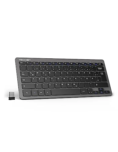 TECKNET 2.4G Wireless Mini Keyboard for Windows/Chrome OS, UK Layout, Silent, Long Battery Life