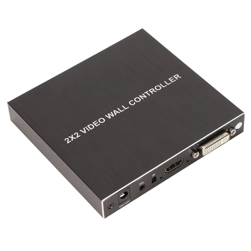 4 Channel Video Wall Controller, 2x2 TV Wall Controller, HDMI DVI Inputs, 4xHDMI Outputs, 1080P Screen Splicing Processor with Remote, 180 Degree Rotate, for 4 TV Splicing