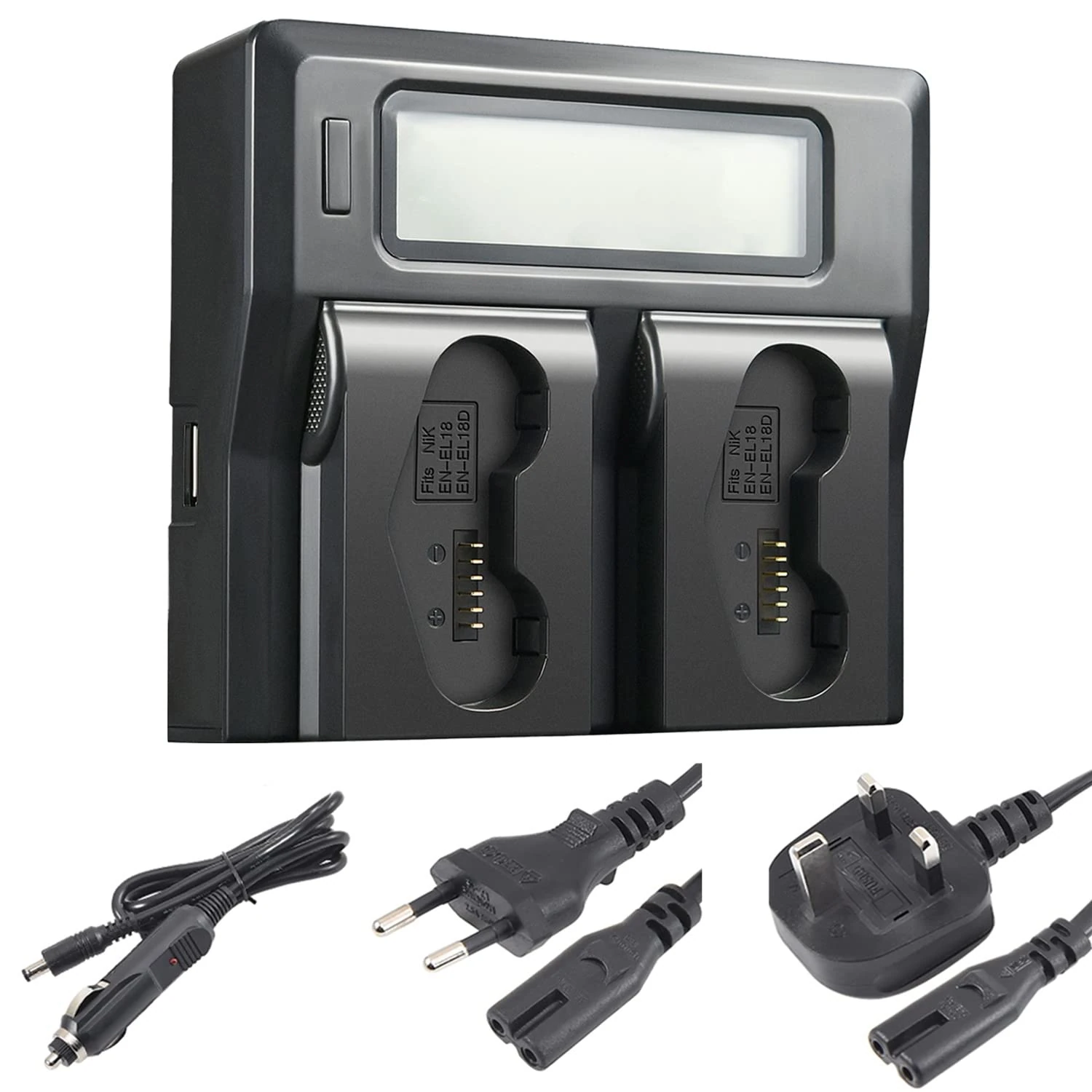 DSTE 1.5A Fast Charger Double Charger with LCD Display Compatible for Nikon EN-EL18, EN-EL18d, D4, D4S, D5, D6, Z9 Camera