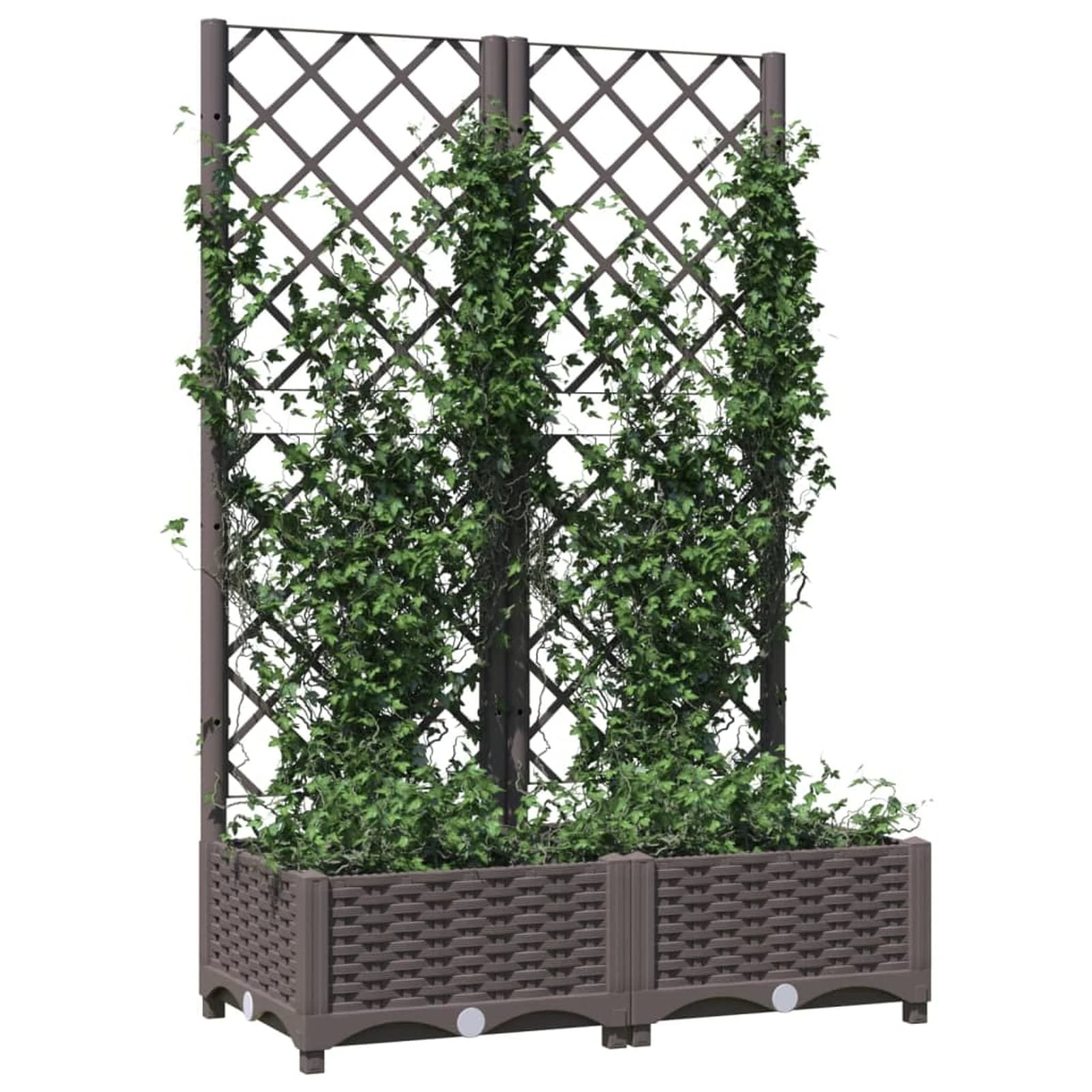 Keketa Garden Planter with Trellis Outdoor Entrance Balcony Patio Terrace Raised Bed Flower Box Climbing SuPolypropyleneort Plant Pot Brown 80x40x121.5 cm Polypropylene