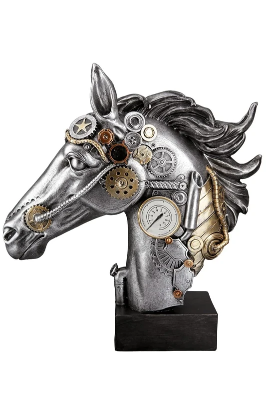Casablanca mordernes Design Decorative Sculpture, Resin, Silver Colours, Höhe 34 cm