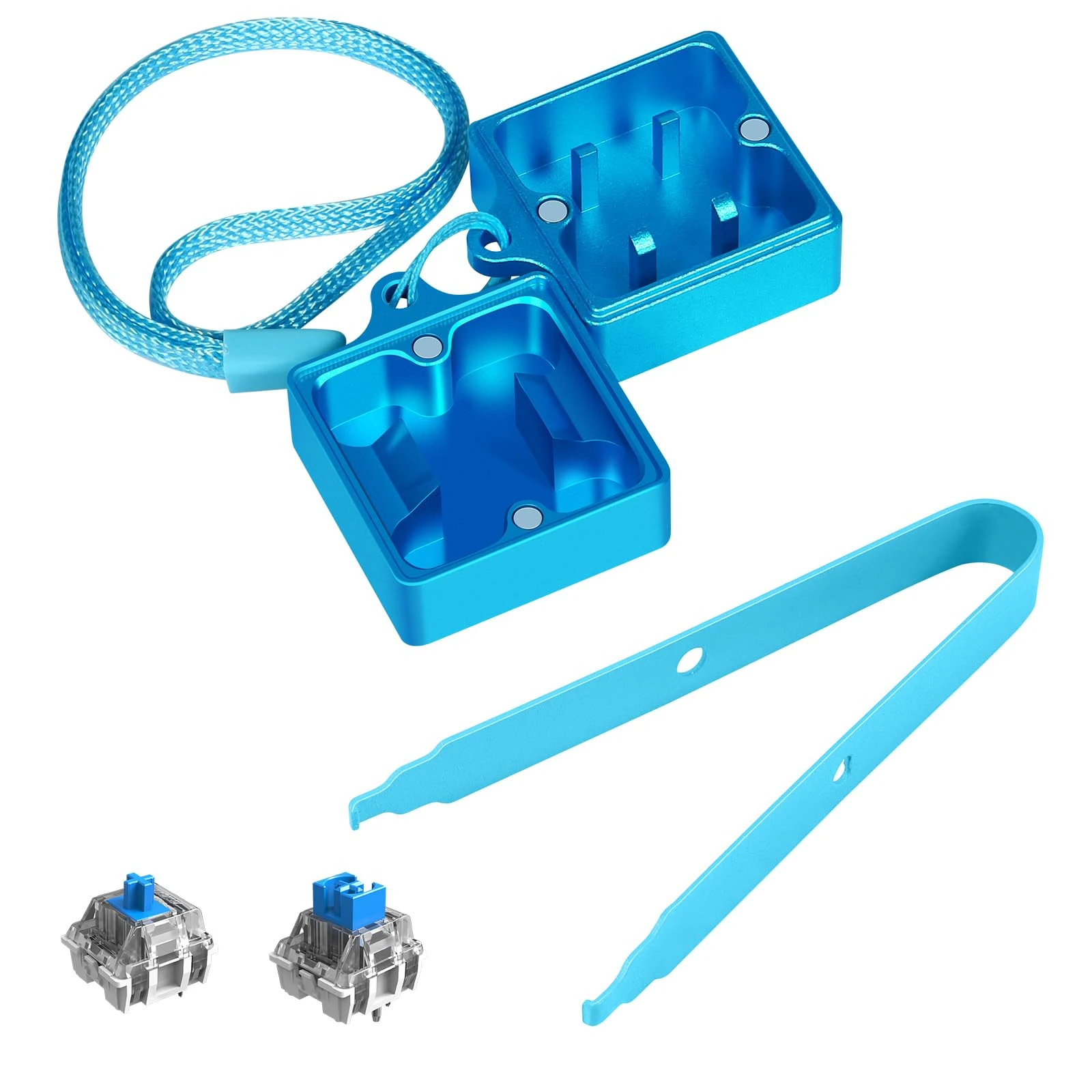 LexonElec Switch Opener Kit with Switch Puller Aluminum Keyboard Switch Opener for Cherry MX Gateron Kailh Box Outemu Akko Panda Switch, Switch Opener for Mechanical Keyboard with Metal Magnet - Blue