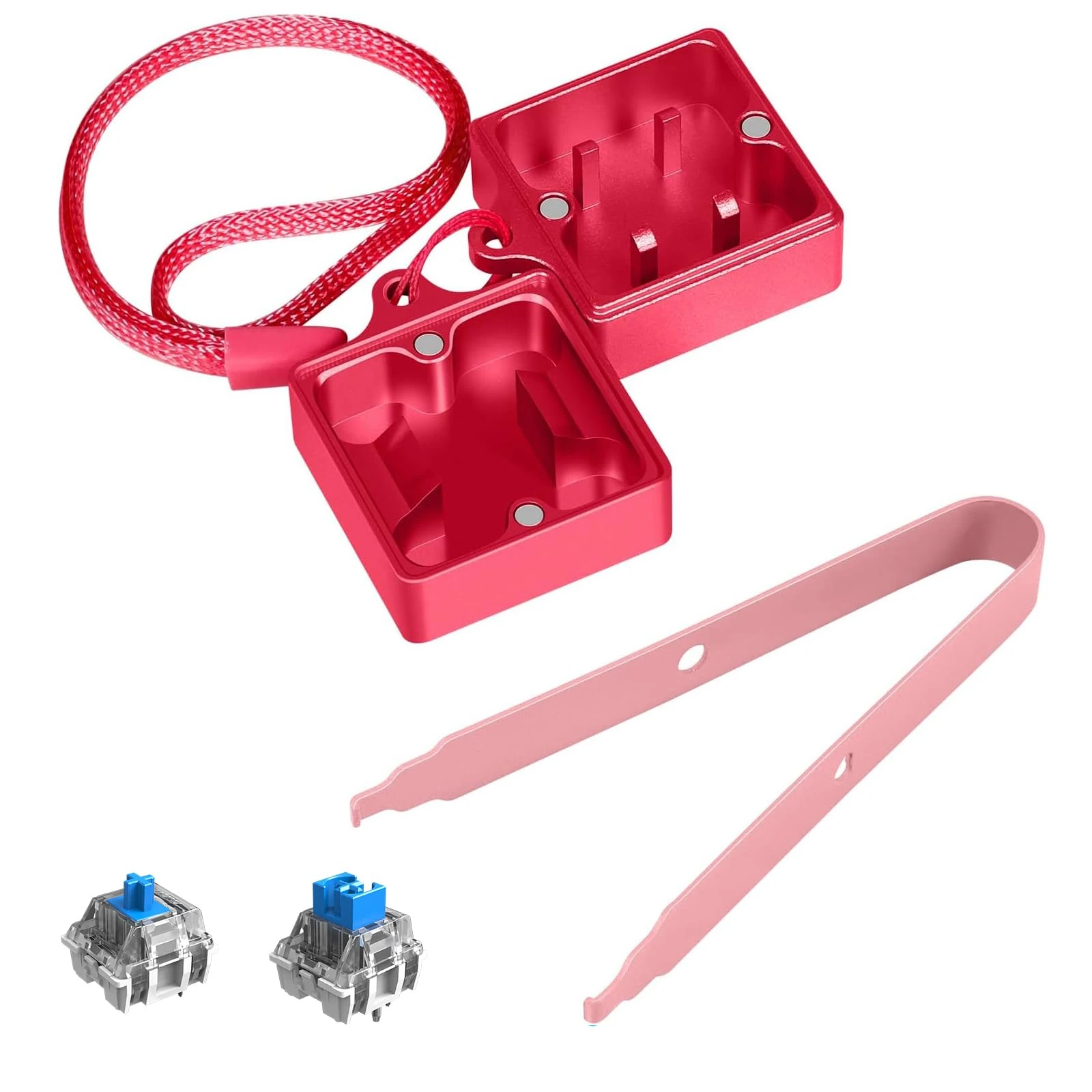 LexonElec Switch Opener Kit with Switch Puller Aluminum Keyboard Switch Opener for Cherry MX Gateron Kailh Box Outemu Akko Panda Switch, Switch Opener for Mechanical Keyboard with Metal Magnet - Red