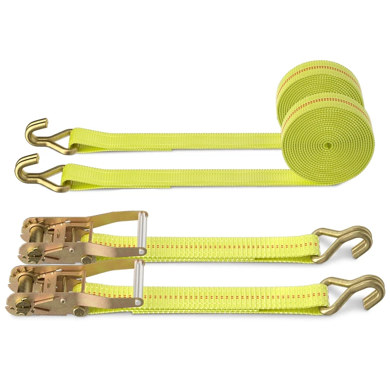 Autofonder 2" x 27' Ratchet Straps Heavy Duty-3333 LBS Working Load-10000 LBS Break Strength-Double J Hook Cargo Straps Perfect for Moving Appliances, Lawn Equipment and Motorcycles(2 Pack)