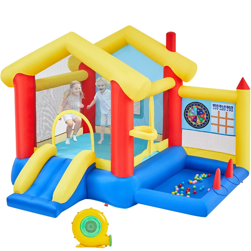 Yaheetech Bouncy Castle, Inflatable Trampoline for Kids Aged 3-10 for Backyard, with 7 Built-in Games/Toys/Storage Bag/Blower, 3.1×2.8×2.2M(LxWxH) - Image 1
