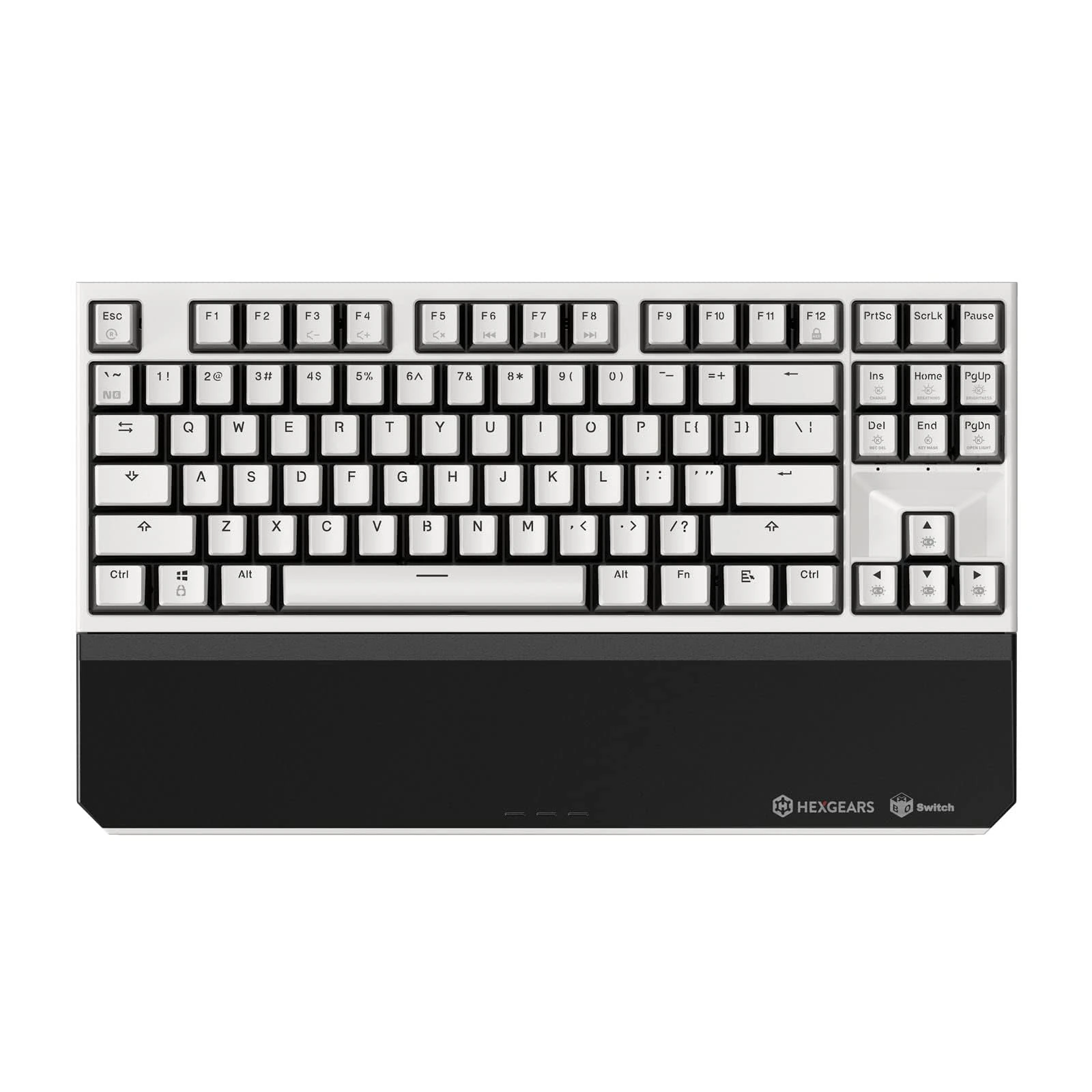 Hexgears X3 Mechanical Keyboard - 2.4Ghz/Wired 2-Mode 87 Keys With Kaihl Box Switch, Ergonomic Design, Detachable Wrist Rest for Gaming (BlackWhite)