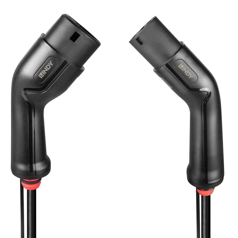 Lindy 7m Type 2 to Type 2 22kW (32A 480V) EV/Electric Vehicle & Plug-in-Hybrid Charging Cable, 3-Phase, IP65, UL 94 V-0, TUV certified, TPU Jacket, Carrying Bag