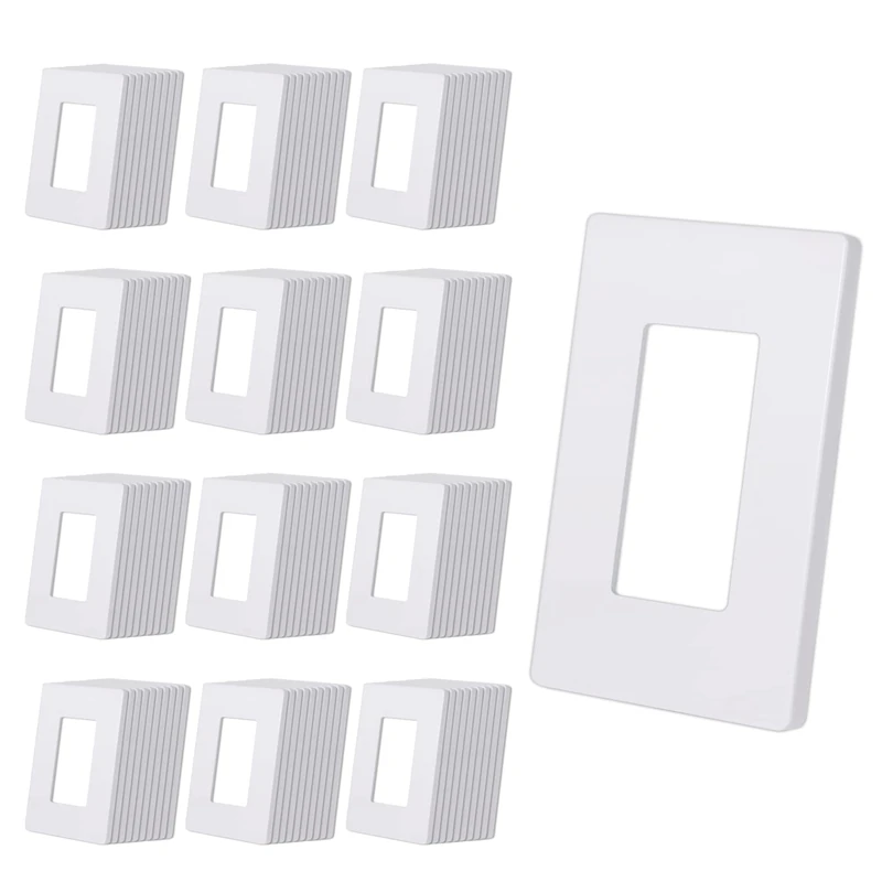 CML Matte White 1-Gang Screwless Decorative Wall Plates, 120 Pack Child Safe Light Switch Covers, Standard Size 2.91” X 4.68”, Scratch and Impact Resistant, Hidden Screws, UL Listed