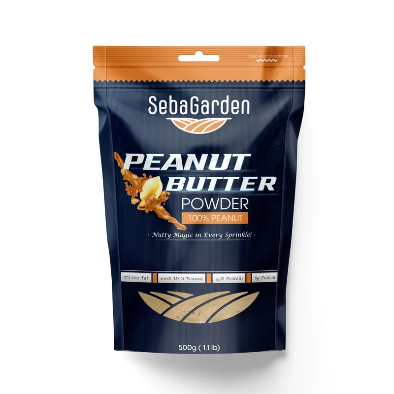 Seba Garden Pure Peanut Butter Powder, 500g Defatted, 87% Less Fat,Healthy, Plant Based,Vegan Protein, Non-GMO, Certified Gluten Free and Vegan, Keto Friendly