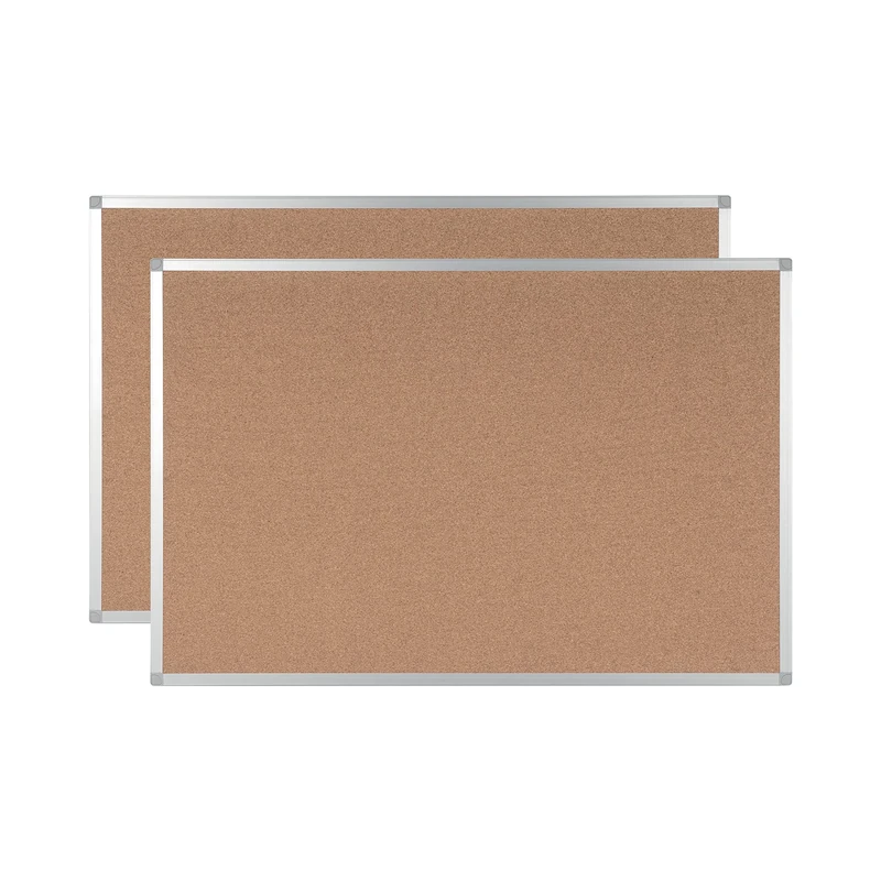 BoardsPlus Cork Notice Board, Cork Surface, Aluminium Frame, 90 x 60 cm, Pack of 2