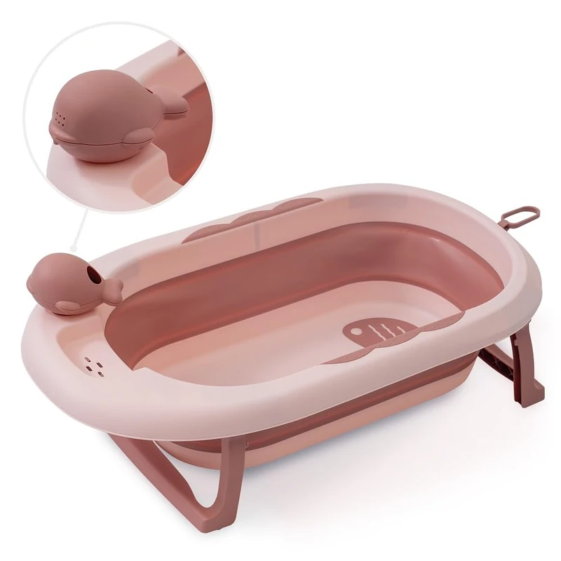 Foldable Baby Tub with Temperature Sensor in Pink