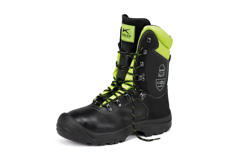 KÜBLER Workwear Forest Cut Protection Boots S3 | Cut Protection Shoes Men Class 2 | Robust Forestry Shoes Made of Leather | Water-Repellent, Breathable & Windproof | Safety Shoes with Steel Toe Cap
