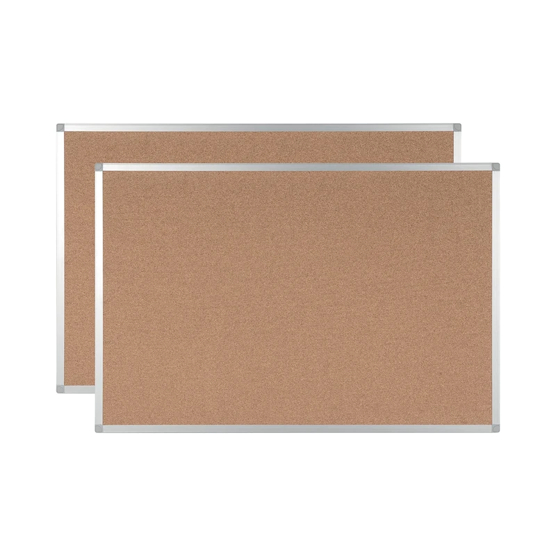BoardsPlus Cork Notice Board, Cork Surface, Aluminium Frame, 105 x 75 cm, Pack of 2