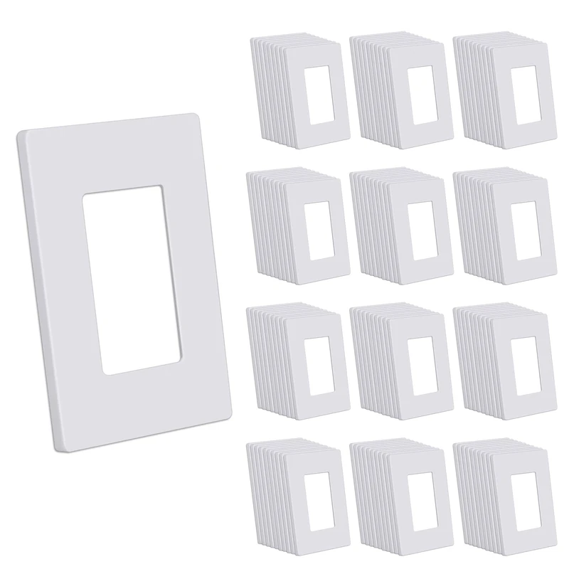 CML Screwless Wall Plates, 120 Pack Decorator Light Switch Covers, 1-Gang Decor Outlet Switch Plate, Standard Size 2.91”x4.68”, Impact Resistant, UL Listed, White