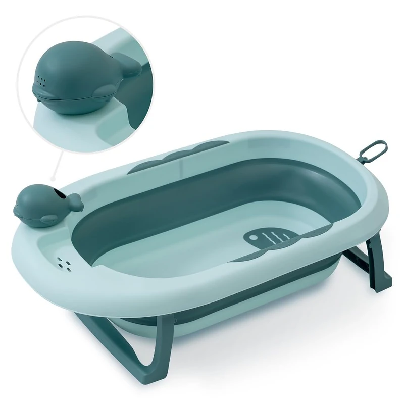 Foldable Baby Tub with Temperature Sensor in Green