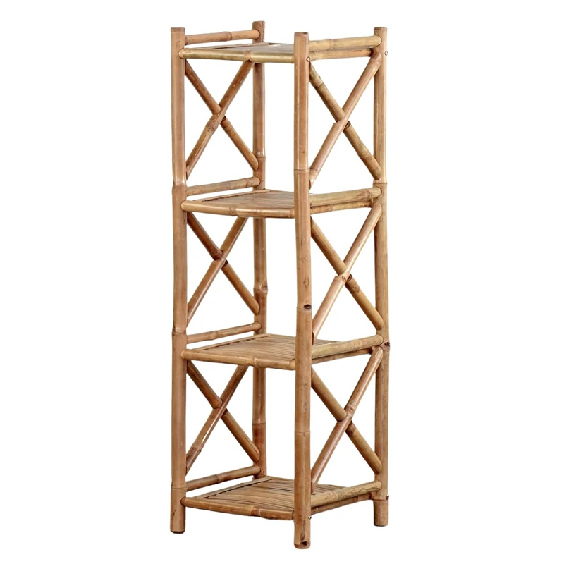 Brigros Estosa Bamboo Shelf Style and Functionality for Your Home, Kitchen or Bathroom or Bedroom (4 Tiers)