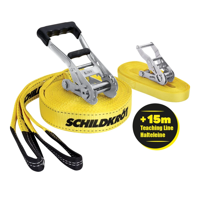 Schildkröt® Slackline 15m, with teaching line, auxiliary line for beginners, robust 5cm wide line for children and adults - Image 1