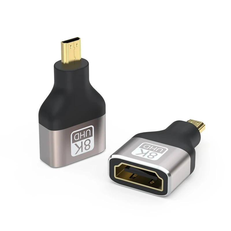 VMOJO 8k Micro HDMI to HDMI Adapter, Micro HDMI Male to Standard HDMI Female Adapter 2.1 Version Adapter for Camera, Laptop, UltraHD, 3D,Convertor Support 8K@60Hz, 4K@144Hz, 2K@240Hz(2 Pack)