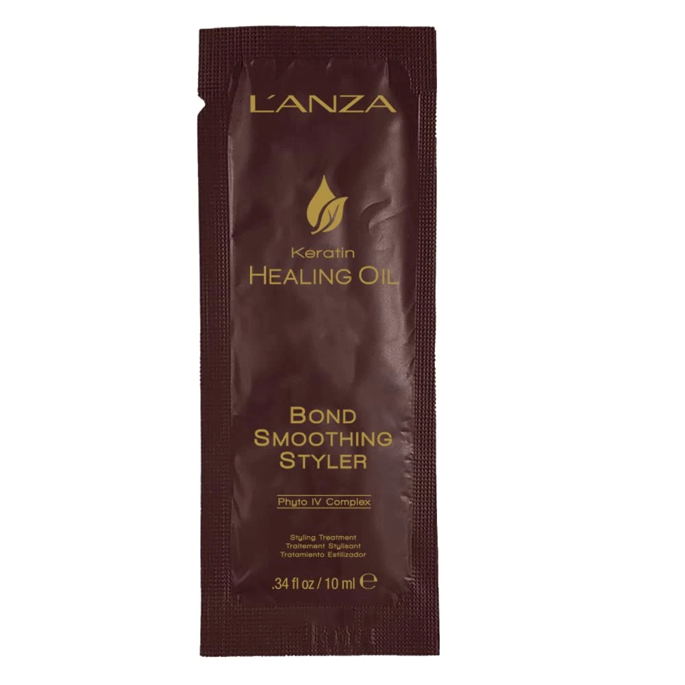 L'ANZA Bond Smoothing Styler Foil - Keratin Healing Oil Hair Care Bond Repair Treatment & Hair Styling Cream, Phyto IV Complex Hair Repair Treatment, Split End Repair Vegan Hair Serum (10ml)