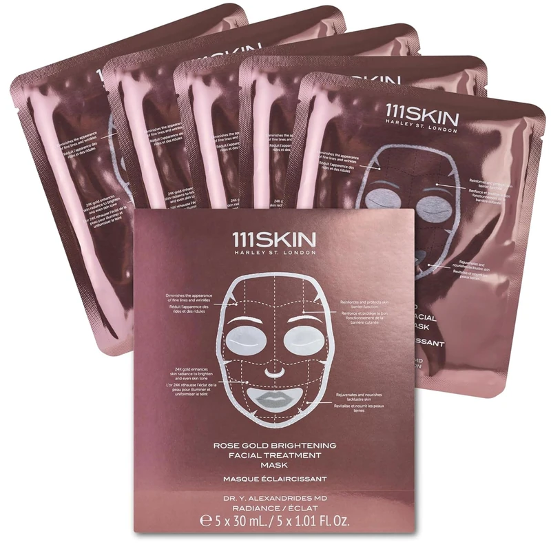 Rose Gold Brightening Facial Treatment Mask by 111Skin for Unisex - 5 Pc Mask - Image 1