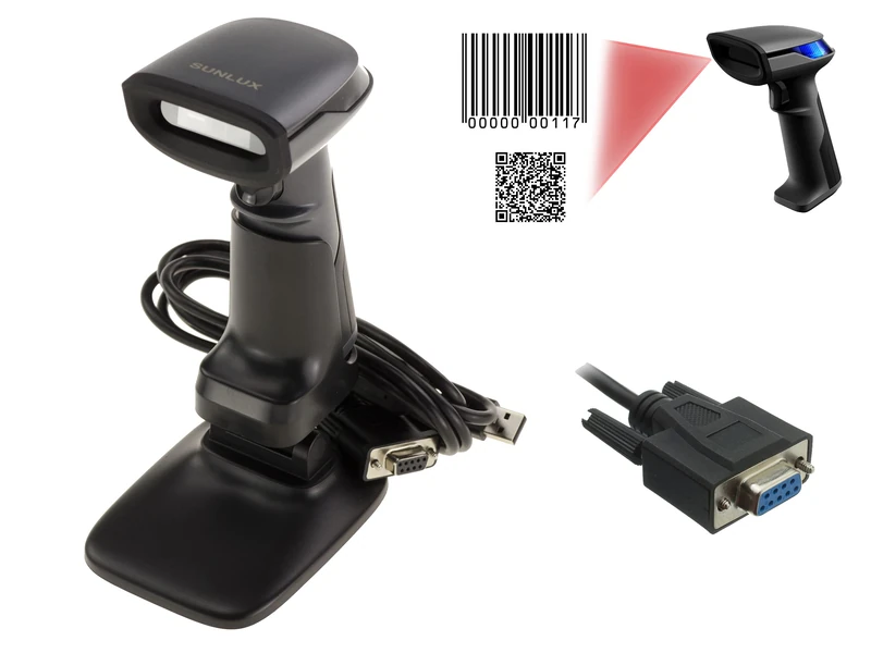 KALEA-INFORMATIQUE Hand-held scanner for EAN type barcodes and QR type 2D codes. COM RS232 serial link. Supplied with stand, automatic flashing - Image 1