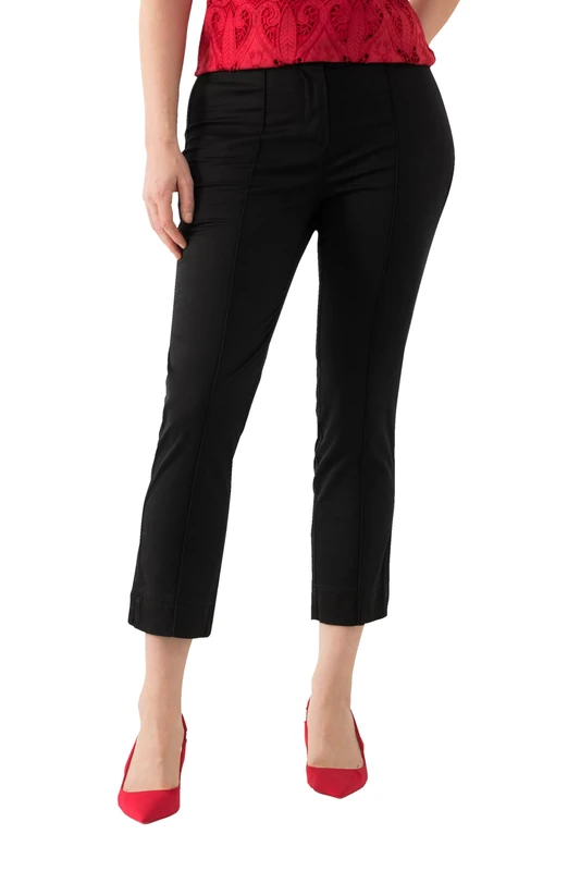Ulla Popken Women's schmale Hose Pants, Schwarz, 50W / 32L