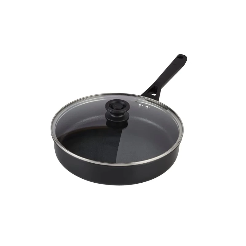 Ninja ZEROSTICK Classic Cookware 26cm Sauté Pan, Non-Stick, Long Lasting Aluminium Sauté Pan, Induction Compatible, Oven Safe to 180°C, Glass Lid, Black CW50126UK
