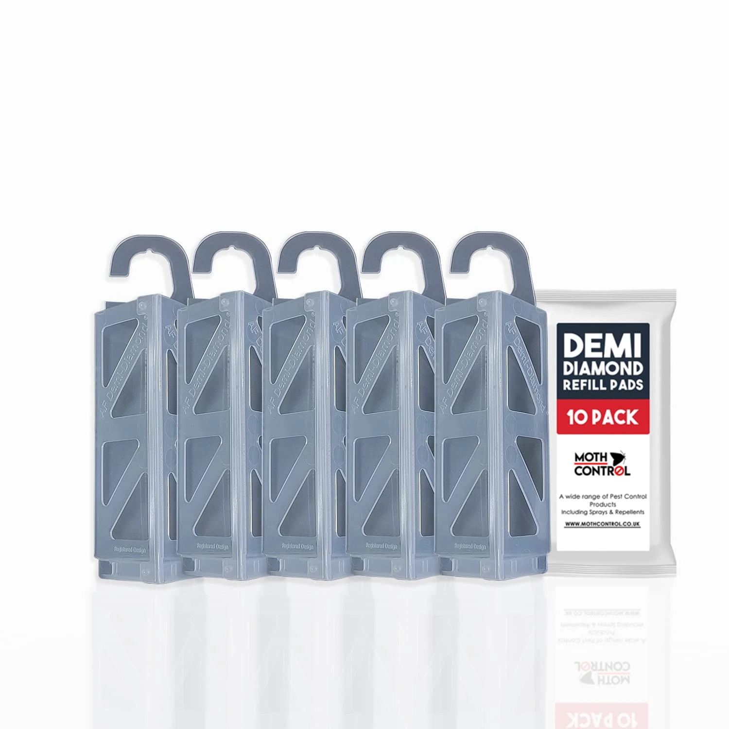 Demi Diamond Moth Monitoring Kit – 5 Clothes Moth Traps with 10 Refills – Non-Toxic Pheromone Pads for Wardrobes, Drawers & Storage – Safe, Odourless & Biocide-Free