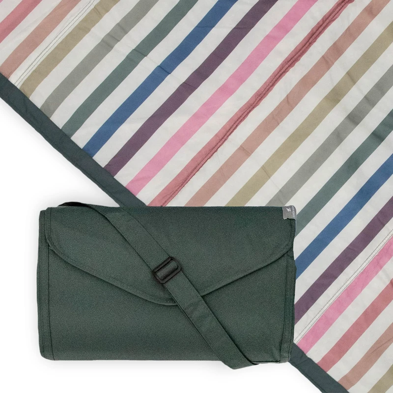 Little Unicorn Chroma Rugby Stripe Indoor/Outdoor Blanket | 100% Polyester | Water Resistant | Easy to Clean | Easy to Carry Material | Babies and Toddlers | Washable