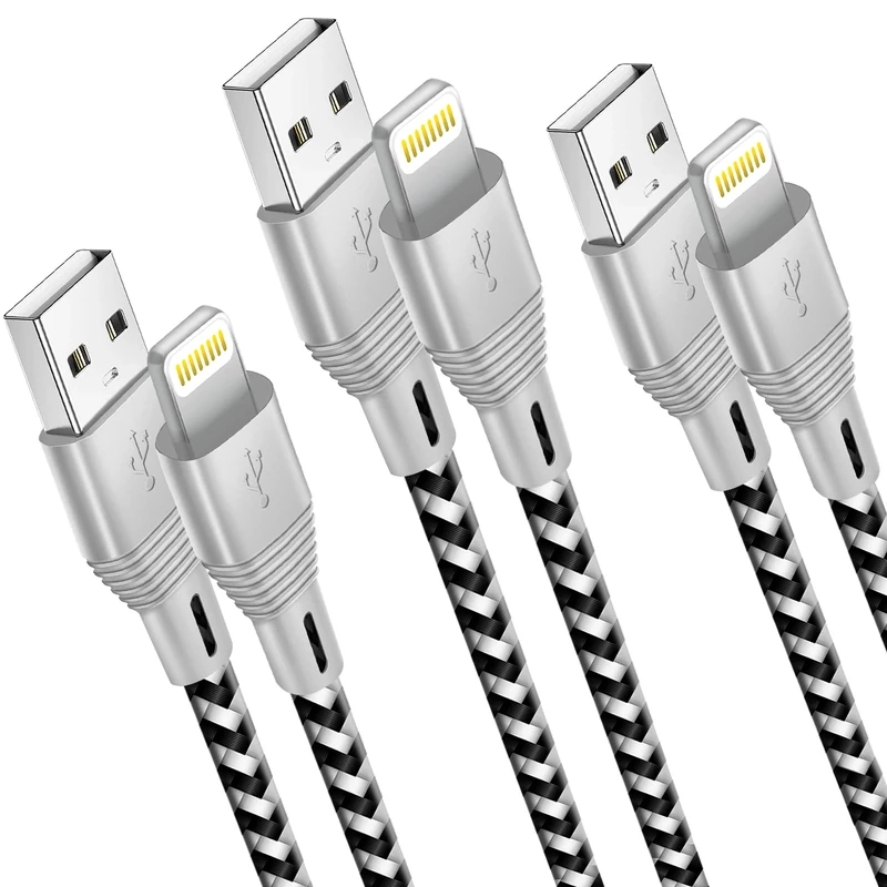 iSOUL iPhone Charger, 2M Long Lightning Cable 3 Pack (Apple Approved Fast USB Charging) Braided Short Charger Cord Compatible with Apple 14/13/12/11 Pro/XS MAX/XR/8/7/Plus/6S/SE/iPad Mini/Air