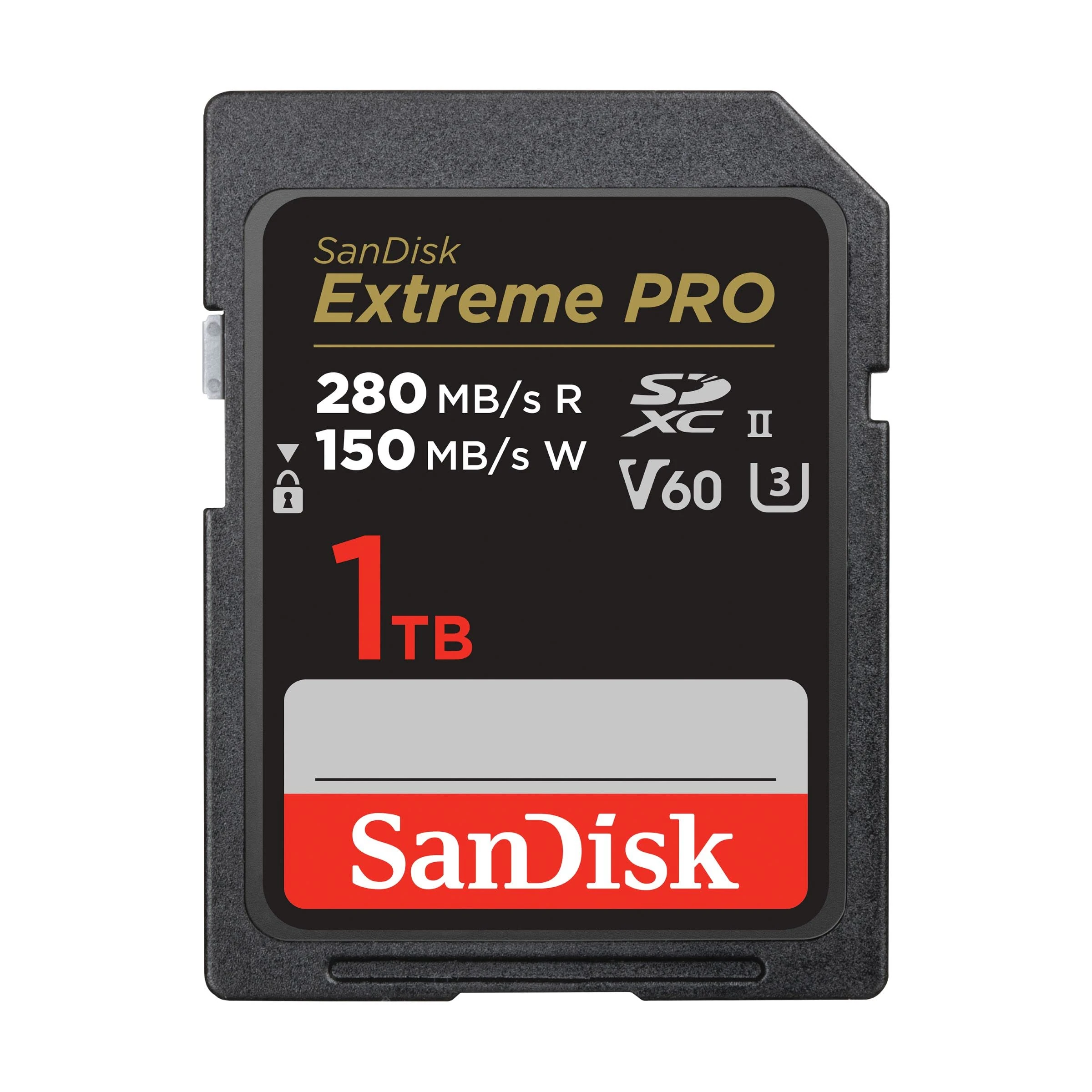 SanDisk 1TB Extreme PRO SDXC card, SD Card, V60 Memory card, 6K & 4K UHD, up to 280 MB/s, Shock, Temperature, Water and X-Ray Proof, RescuePro Deluxe data recovery software, UHS-II, Class 10, U3