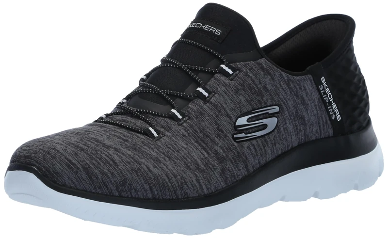 Skechers Women's Hands Free Slip-ins Summits Dazzling Haze Sneaker, Black White, 5.5 UK Wide