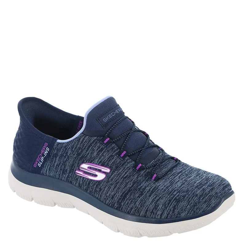 Skechers Women's Hands Free Slip Ins Summits Dazzling Haze Sneaker, Navy, 7.5 UK