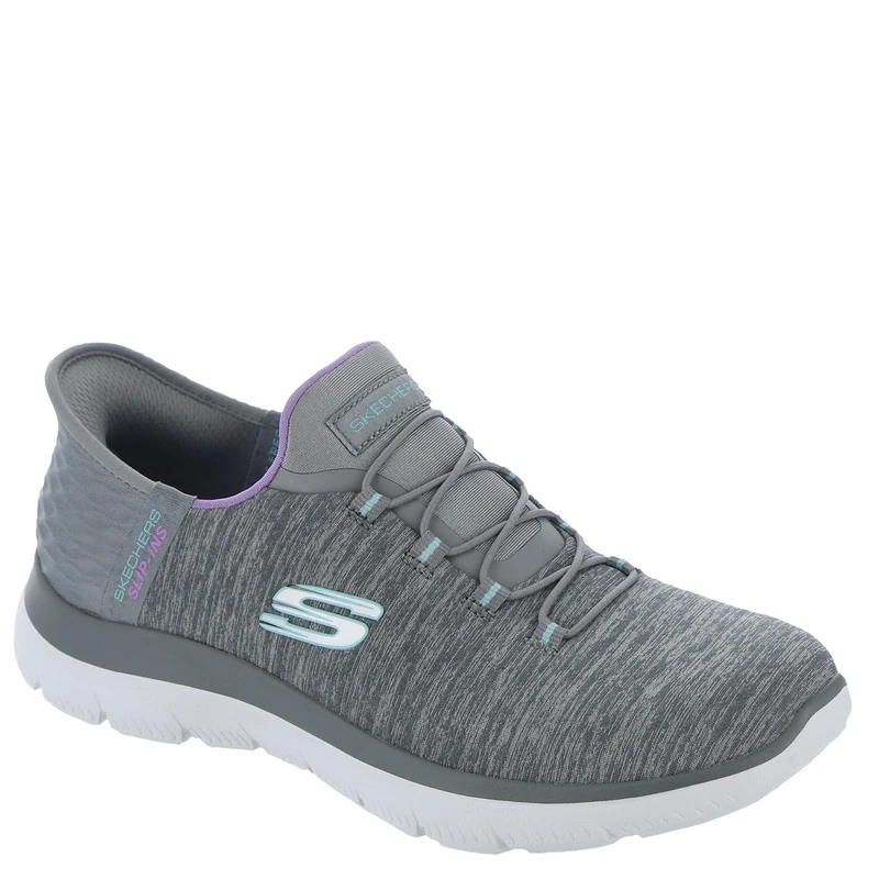 Skechers Women's Hands Free Slip Ins Summits Dazzling Haze Sneaker, Grey Mint, 7 UK Wide