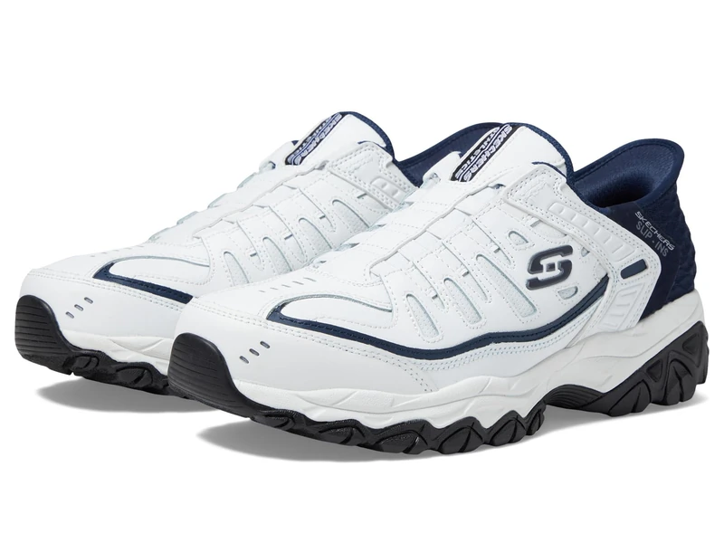Skechers Men's Afterburn M. Fit Grill Captain Loafer, White Navy, 8 UK