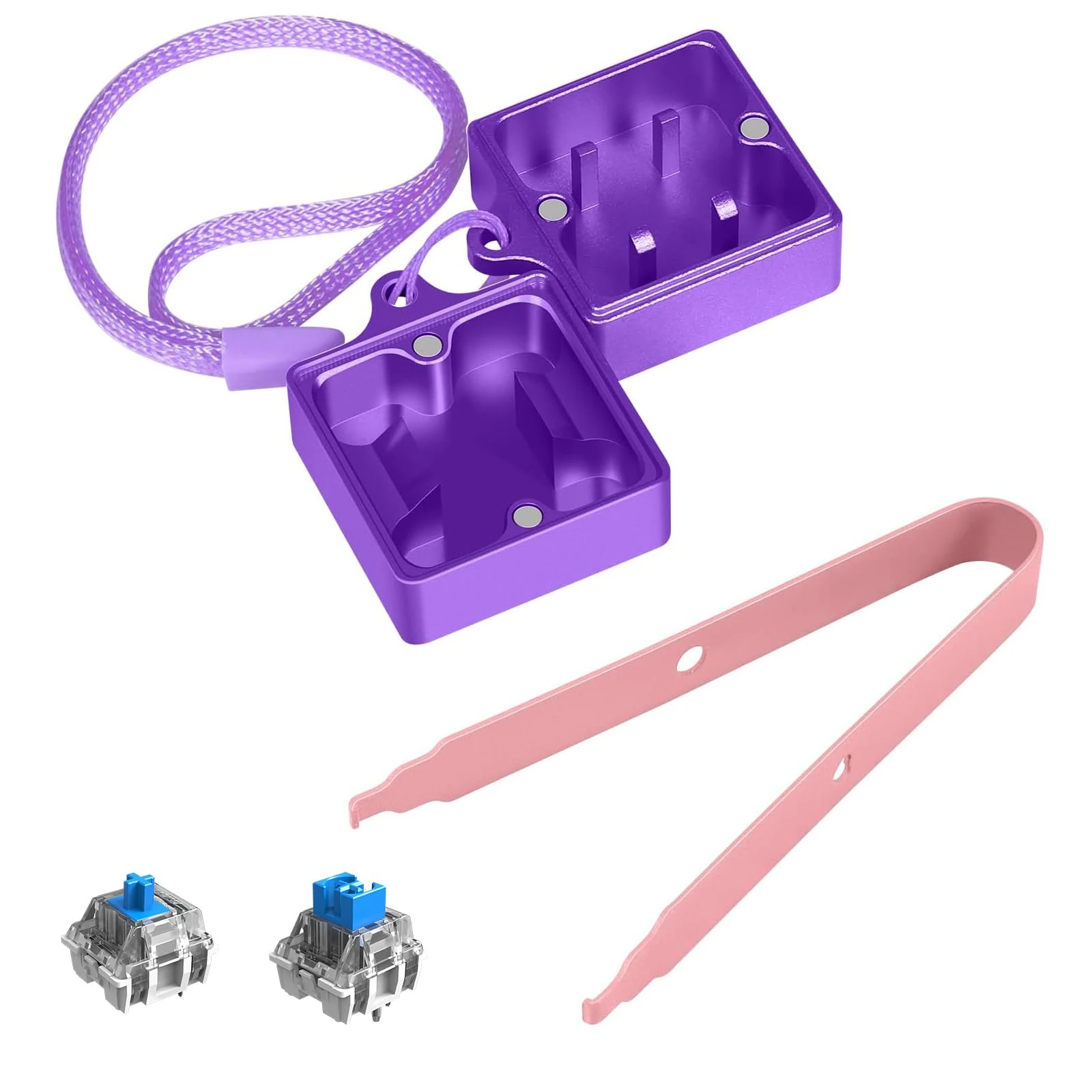 LexonElec Switch Opener Kit with Switch Puller Aluminum Keyboard Switch Opener for Cherry MX Gateron Kailh Box Outemu Akko Panda Switch, Switch Opener for Mechanical Keyboard with Metal Magnet-Purple