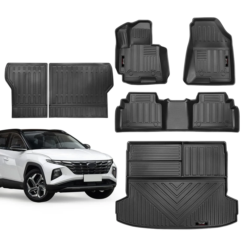 Yonugli Custom Fit All Weather Floor Mats & Cargo Trunk Liner Compatible for Hyundai Tucson 2022 2023 Rubber Protection Mat Hyundai Tucson Accessories (Floor Mats+Cargo Liner)