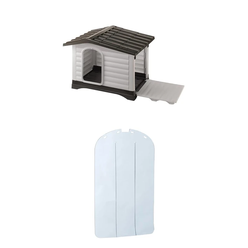 Ferplast Dog Kennel Outdoor DOGVILLA 110, Dog House, Opening Side, Draining Bottom, Insulating Base, Removable Roof, Ventilation Grille, Wind and Rainproof Door Included, 111x 84 x h 79 cm