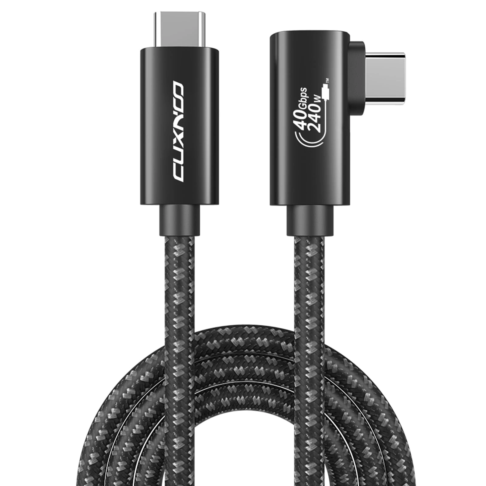 Cuxnoo USB 4 Cable Replacement for Thunderbolt 4/3 Cable Support 8K HD Display, 40 Gbps Data Transfer, and 240W Fast Charge C-C Cable for Type-C MacBook Pro/Air Laptop, Monitor, Hub, etc, 6.6ft, Angle