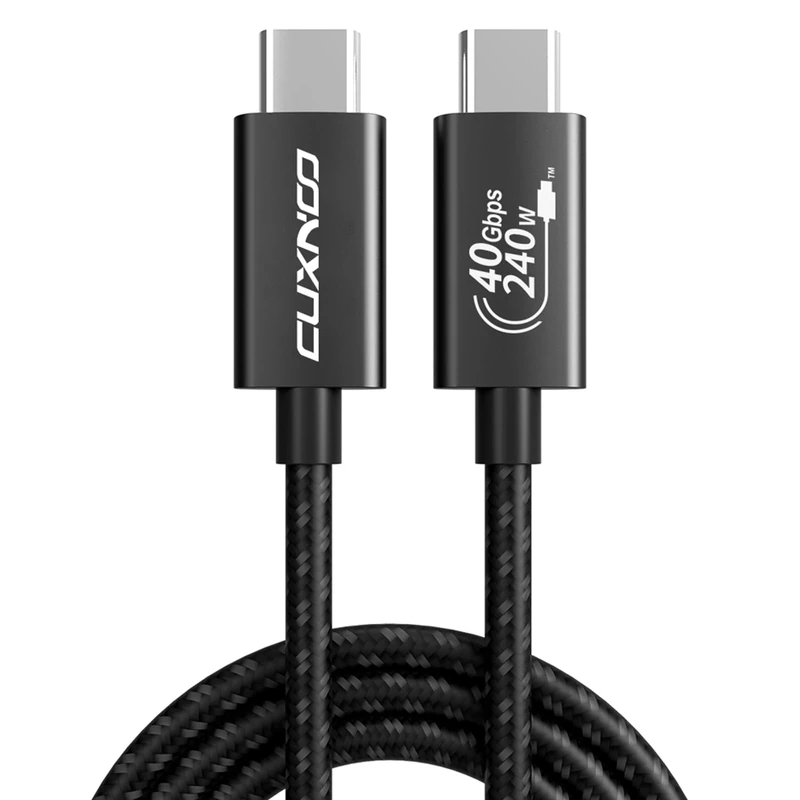 Cuxnoo USB 4 Type-C Cable 6.6ft - 8K 40Gbps Data, 240W Fast Charge